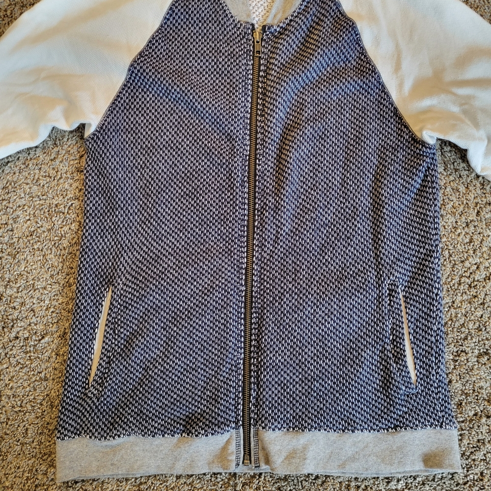 J. Crew Factory Navy and Cream Zip Cardigan
